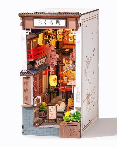 Rolife Book Nook Kit Sakura Wine Alley, 3D Wooden Puzzle Booknook for Bookshelf Decor...