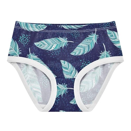Toddler Underwear Floral 2t Cotton Girl Panties Cute Flower Briefs Underpants Tribal Green Feathers Blue Spots
