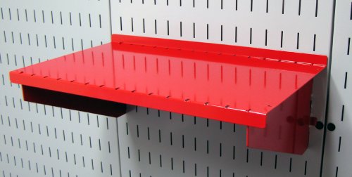 Wall Control Pegboard Shelf 9in Deep Pegboard Shelf Assembly for Wall Control Pegboard and Slotted Tool Board â€“ Red
