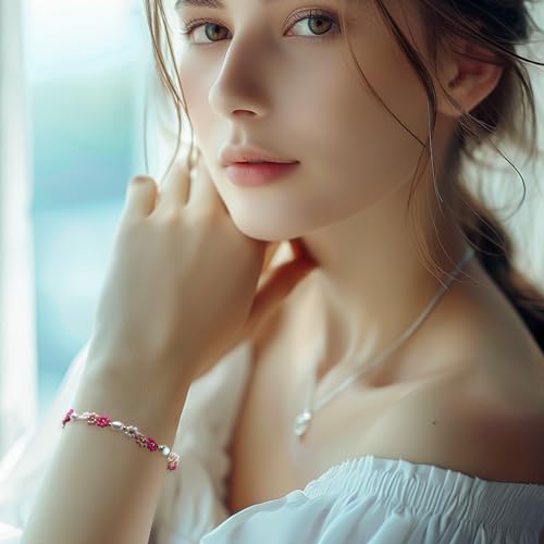 Colorful Daisy Flower Beaded Bracelets for Women, Cute Handmade Floral Gold Beads Adjustable Bracelet Spring Boho Jewelry Gift2