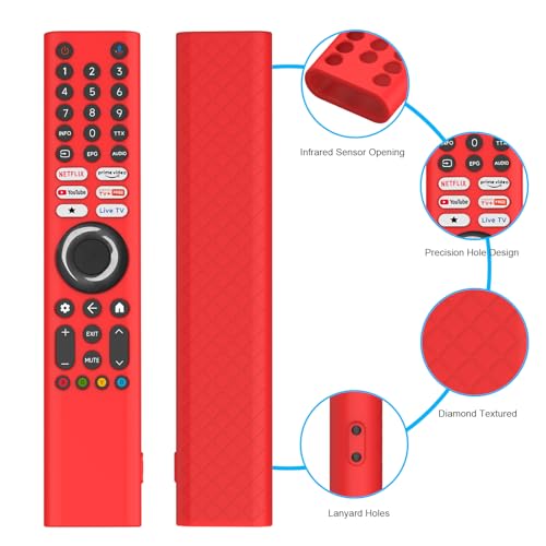 Image of Silicone Remote Cover for Xiaomi Mi TV 2025 Model Remote, Black, Diamond Textured, Precision Button Holes (RED, XIAOMI TV 2025)