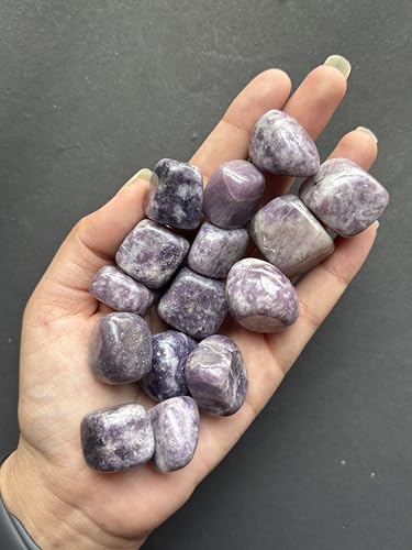 Image of Tumbled Stones, Natural Crystal Healing Stones, Home Office Decor, Aquarium Decorative Pebbles, Vase Fillers (Lepidolite, 50)
