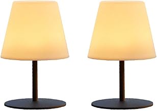 Pack de 2 Lampes de table sans fil pied en acier gris LED blanc chaud/blanc dimmable TWINS H16cm