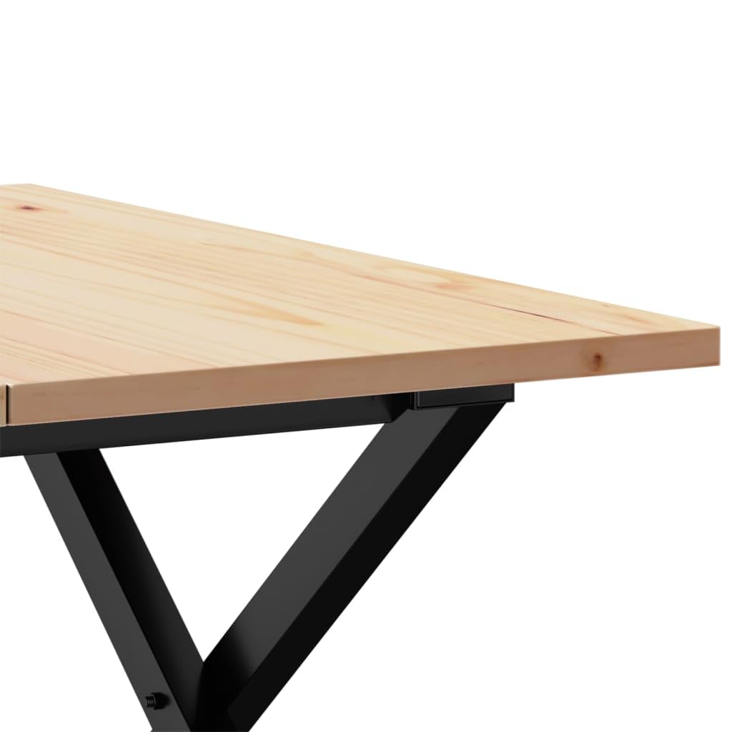 Mesa de centro con estructura en X de 60 x 60 x 40 cm de madera de pino maciza, mesa estable para salón con tablero robusto para bebidas y aperitivos