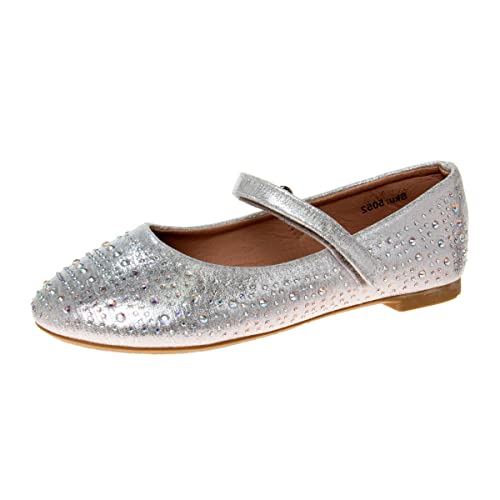 Badgley Mischka Girls Arlene Rhinestone Ballet Flats (Toddler/Little Big Kid), Silver Shine, 2 #TOP22