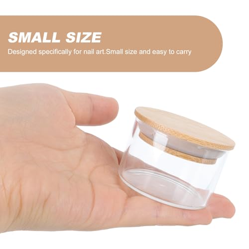Healeved 2pcs vasos de vidrio para manicura con tapa miniatura 7