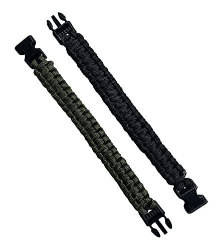 Pacote com 2 pulseiras de paracord de sobrevivência 21,6 cm Pulseira trançada tática para adolescent