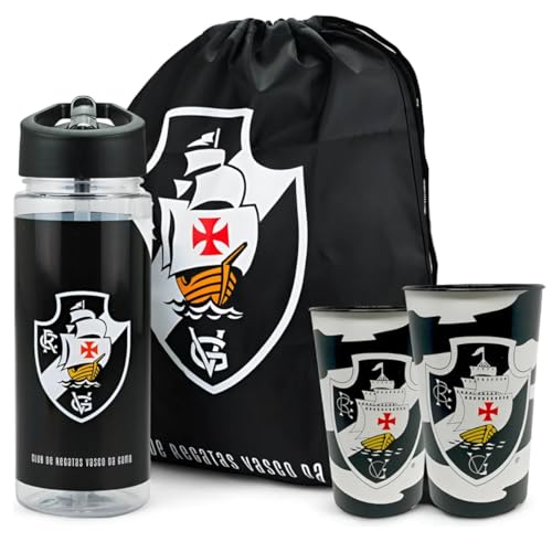Garra Squeeze 450ml Treino Time Vasco Da Gama Mochila Saco Academia Kit Torcedor (Kit Vasco Garrafa Mochila e 2 Copos Plastico)