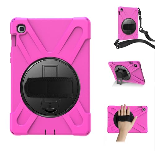 Coque Samsung Tab S5e antichoc avec support rotatif 360 rose