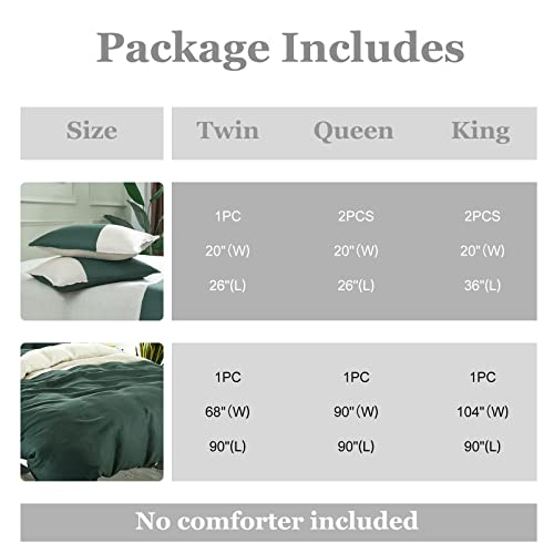 Howdy Textile 100% Linen Duvet Cover Set 3Pcs French Washed Natural Flax Soft Breathable Farmhouse Patchwork Bedding Set With Button Closure (Queen, Army Green) #TOP6