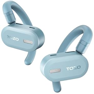 TOZO Open Buds Leichte Bluetooth Kopfhörer Kabellos 5.3 mit Mehrwinkelverstellung, Offenes Ohrdesign für langanhaltenden Komfort, Kristallklare Anrufe während der Fahrt, Blau