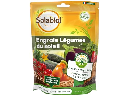 SOLABIOL Engrais Légumes Du Soleil - 500g - Jusqu'à 10 Plants - Nutrition Longue Durée - Meilleure Reprise De La Plantation - Utilisable En Agirculture Biologique SOLEGY500