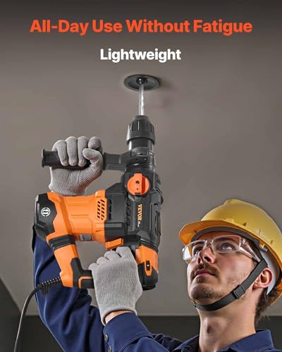 VEVOR 1-1/4 Inch SDS-Plus Rotary Hammer Drill, 13 Amp Corded Drills, Heavy Duty Chipping Hammers w/Vibration Control & Safety Clutch, Electric Demolition Hammers Variable Speed, Power Tool For Concret thumbnail 9