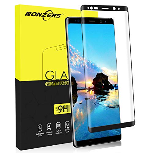 NONZERS Vetro Temperato per Samsung Galaxy Note 8, Copertura Completa, 3D Curvo, Durezza 9H, Alta Trasparenza, Anti-Graffi, Anti-Impronte, Samsung Galaxy Note 8 Pellicola Protettiva, Nero