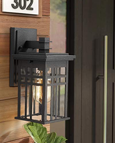 Image of zeyu 2 Pack Outdoor Wall Sconce, Exterior Wall Mount Light in Black Finish with Clear Glass Shade, 20068B1-2PK