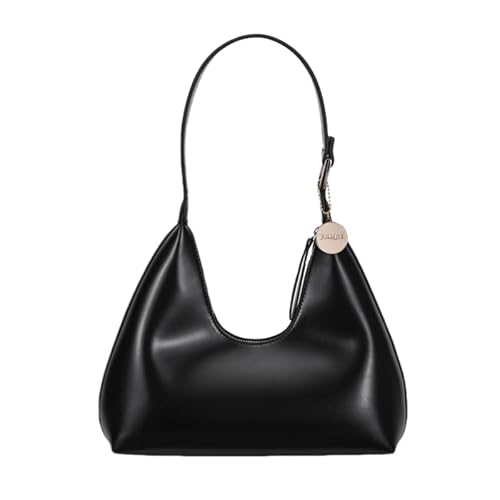 JOLLQUE Shoulder Bag for Women, Small Leather Crescent Handbag Purse,Unique Trendy Half Moon Everyday Y2K Zipper Winter Hobo Bag(Black)