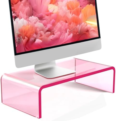 Amazon.com: NovaMode Acrylic Monitor Stand, Pink Computer Riser, Pink ...