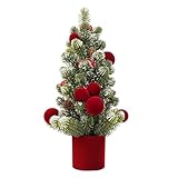Picture of SY Super Bang Small Christmas Tree, 13Inch Artificial Velvet Ball Berry Mini Tabletop Tree Christmas Decorations, for Home Party Thankgivings Xmas Indoor Decor. (Burgundy, 18Inch)