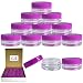 (Quantity: 50 Pieces) Beauticom 3G/3ML Round Clear Jars with PURPLE Lids for Scrubs, Oils, Toner, Salves, Creams, Lotions, Makeup Samples, Lip Balms - BPA Free