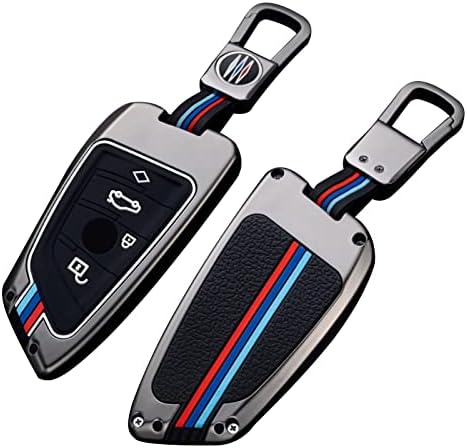 Bradegeve Key Fob Cover Case, Keychain, Metal Shell Cover Compatible for BMW 2 5 6 7 X1 X2 X3 X5 X6 Series (Gunmetal)