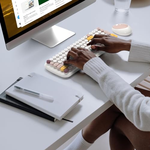 Image of MOFII Wireless Keyboard and Mouse, Typewriter Full Size Keyboard with Number Pad and 2 in 1 USB Connected Mouse for Mac, Windows 7 /8 /10, Laptop, Desktop, PC, Computer (Off-White)