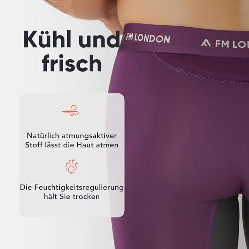 FM London 3er-Pack Bambus-Boxershorts für Herren mit Reibungsschutz – Weiche Unterhosen für Männer mit Langem Bein und Vorgeformtem Schritt – Feuchtigkeitsableitend, Etikettenlos und Atmungsaktiv