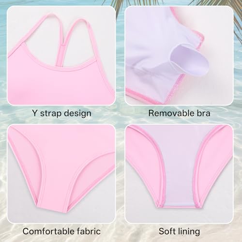 Image of Weixinbuy Girls Swimsuits Bikini Set Kids Bathing Suit Bikini Top Bottom 2Pcs Teen Girls' Swimwear Set