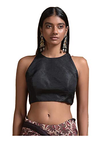 Women's Readymade Stitched Blouse For Sarees Indian Designer Banglori Silk Bollywood Padded Choli Crop Top (XXL-44)