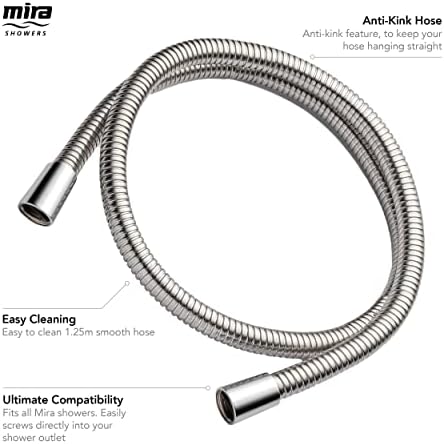 Mira Showers 2.1605.166 Logic 1.25 m Metal Shower Hose - Chrome