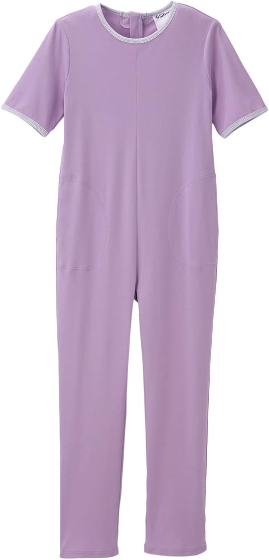 Silverts Women’s Adaptive Stay Dressed Sleeper Assisted Dressing Elderly Clothing Nursing Home Anti Strip Jumpsuit - Lavender Haze LGE