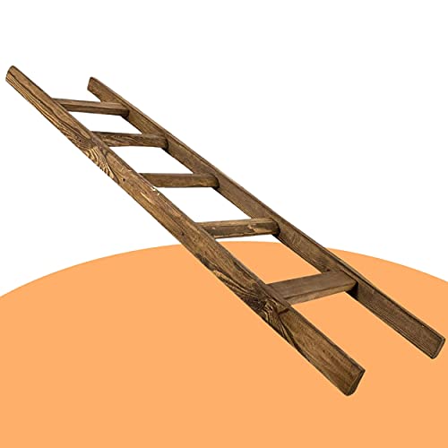 Leiter Holz, Kleiderleiter, Handtuchhalter, Kleiderständer, Dekoleiter Altes Holz Deko Holzleiter (165cm Braun)