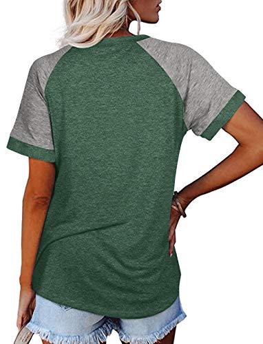 Fallorchid Women's Short Raglan Sleeve T-Shirts Casual Color Block Tops #TOP1