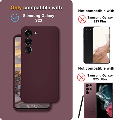 Yenapoon For Samsung Galaxy S23 Case And 2 Pack Tempered Glass Screen Protector, Slim Liquid Silicone Shockproof Protective Case - Plum Color #TOP1
