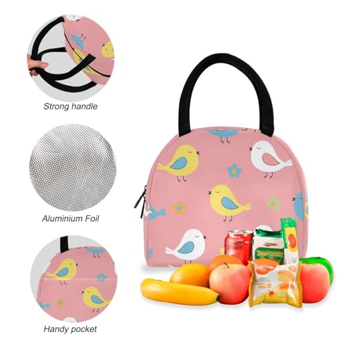 Kids Bag Set, Cute Birds Pink Waterproof Picnic Backpack, Backpacks for Girls Set4