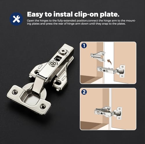 Image of Ravinte 2 Pair 4 Packs Full Overlay Cabinet Door Hinges for Face Frame Cabinet,105 Degree Adjustable Concealed Kitchen Cabinet Hinges Soft Close