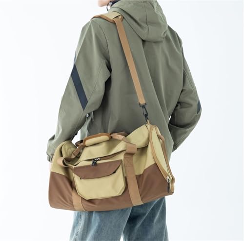 Canvas Large Capacity Men's And Women's Fitness Shoulder Travel Bag Dry And Wet Separation Handbag(Blue)4