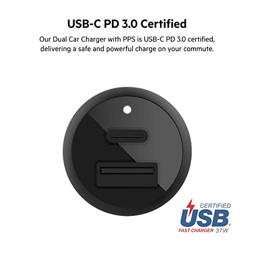 Belkin 37W Dual Port Fast Car Charger with 3.3ft USB-C Cable Included, USB-C 25W PPS Port and USB-A 12W Port for Galaxy S23, S23+, Ultra, Note20, iPhone 14, 13, 12, 11, Pro, Max, Mini and More by Belkin - Image 5