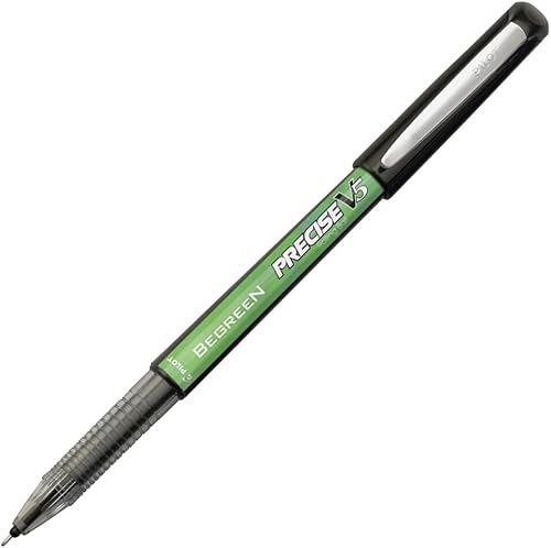 PILOT Precise V5 BeGreen - Bolígrafos de tinta líquida, punta extrafina (0.020 in), tinta negra, paquete de 12 (26300)