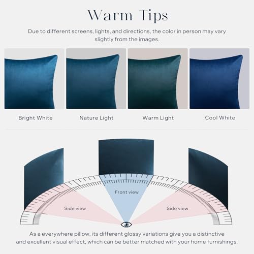 Image of Phantoscope Pack of 2 Velvet Decorative Throw Decorative Pillow Cover Soft Solid Square Cushion Case for Couch Dark Blue 22 x 22 inches 55 x 55 cm