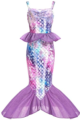 Kolegrial Niñas Ariel Disfraz Cosplay Sirena Princesa Ariel Estampado Vestido para Navidad Carnaval Halloween Fiesta Cumpleaños Mascarada Fancy Vestido de Baile