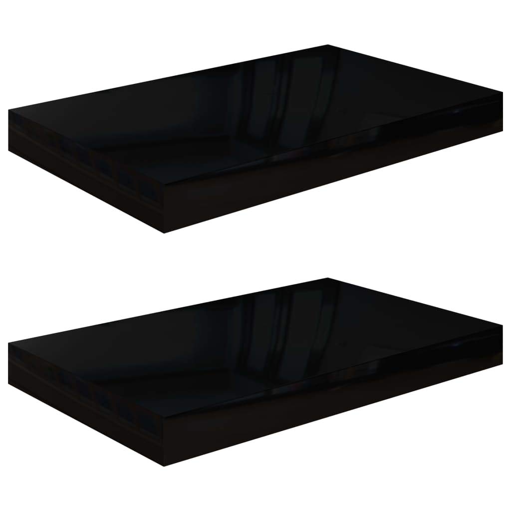Étagère murale flottante fini les murs vides lot 2 pièces noir brillant en MDF