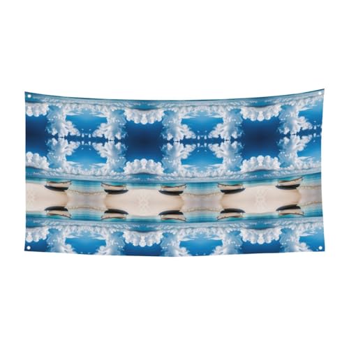 MINDBBDFJ Blue Sky White Cloud Print Banners And Signs For Outdoor/Indoor,Personalized Banner Customizable Parties Halloween Banner (180x90cm)