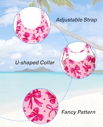 Image of Yousie Girls Swimsuit One Piece Tropical Kids Bathing Suit Swimwear Adjustable Swim Dress 5-9 Years