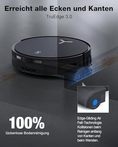 ECOVACS X12 OMNICYCLONE Saugroboter mit Wischfunktion, BLAST und 22.000 Pa, FocusJet-System zur Fleckenvorlösung, OZMO ROLLER 3.0, Ausfahrender Wischmopp, PureCyclone 2.0 Auto-Entleerung,Silberschwarz