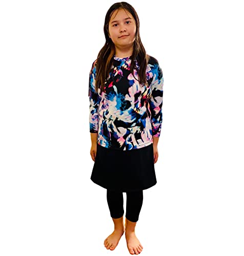 Girls' Skirted Swim Leggings with UPF 50+ Sun Protection, Modest Bathing Suit 2-in-1 Swim Skirt and Leggings for Girls3