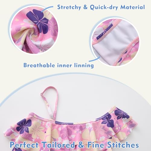 Image of Girls One Piece Swimsuits Hawaiian Ruffle Swimwear Kids Summer Bathing Suit 3-14 Years
