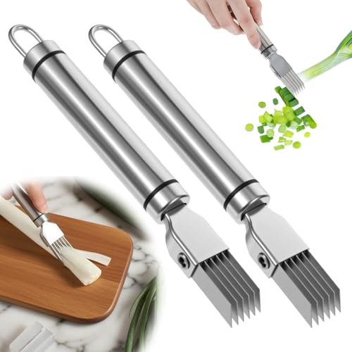 Comparison: Best Knife For Dicing Onions 8 Ouligay 2PCS Stainless Steel green onion slicer Shred Silk the Knife Scallion Shredding Cutter Multifunctional Chopper Kitchen Cutter for Vegetables Onion Garlic