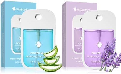 Power Mist Hand Sanitizer Spray, Power Mist Hydrating Sanitizer Spray Travel Size, Portable Pocket Hand Sanitizer Multi-Flavor Cleanses Your Hands (Blue & Purple)
