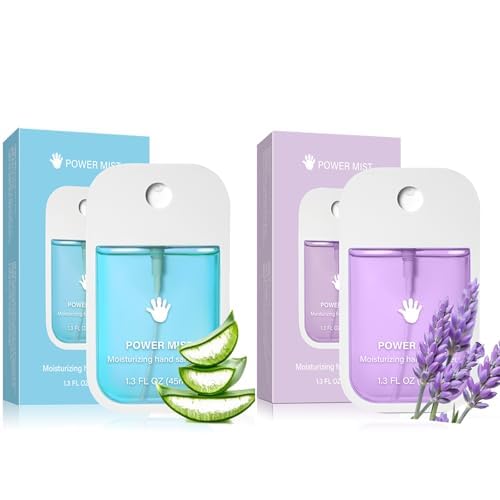 Power Mist Hand Sanitizer Spray, Power Mist Hydrating Sanitizer Spray Travel Size, Portable Pocket Hand Sanitizer Multi-Flavor Cleanses Your Hands (Blue & Purple)