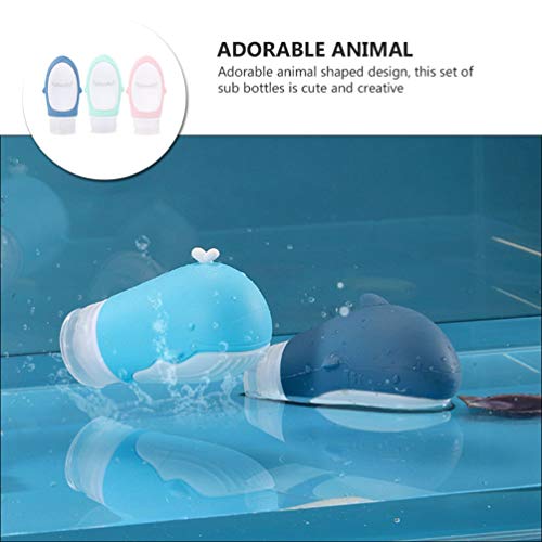 NICEXMAS Conjunto de 3 Garrafas de Viagem Portáteis Em Forma de Tubarão Tubos de Silicone Compressív